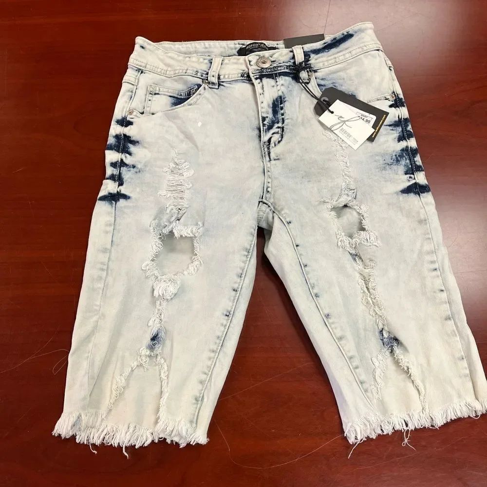 REDFOX Jeans Distressed Denim Shorts sz M NWT